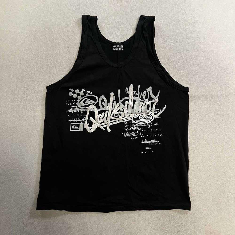 Vintage Quiksilver Tank Top Shirt Men's Size Small Black Surf Beach Sleeveless